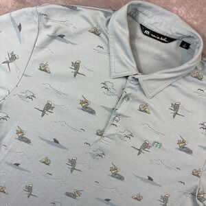 Travis‎ Mathew Polo Shirt Mens L Blue Golf Preppy Ocean Pelican Performance